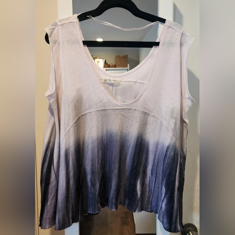 We the Free People Paradise Lilac Gray Raw Edge Ombre Knit